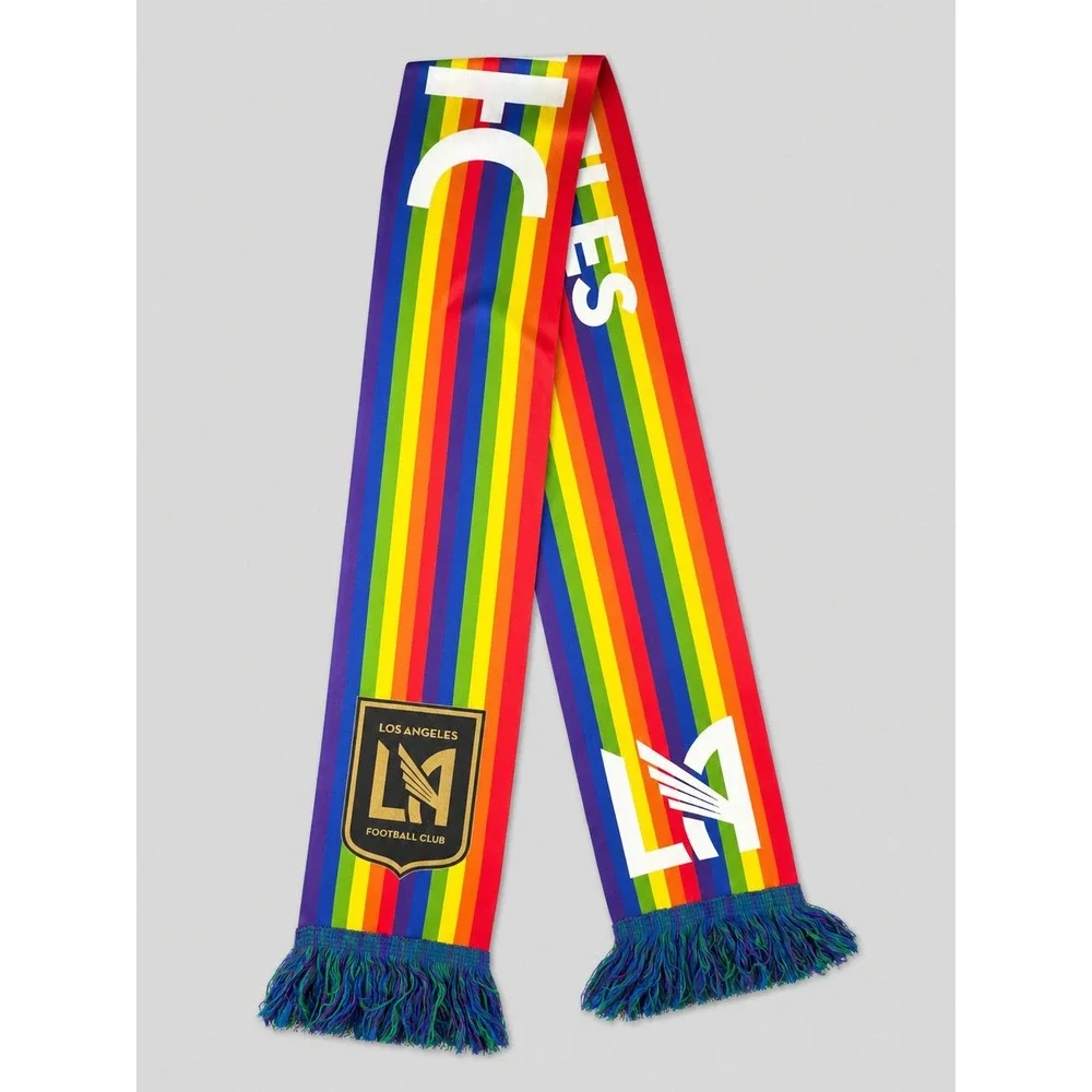 Ruffneck Los Angeles FC LAFC Pride Rainbow Striped MLS Soccer Fan Scarf Fringe